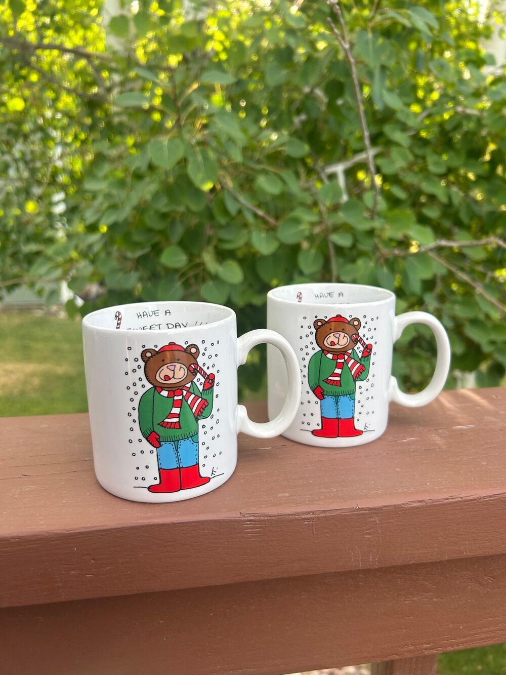 2 Vintage Penelope Henes Papel Bear Small Mugs Have A Sweet Day